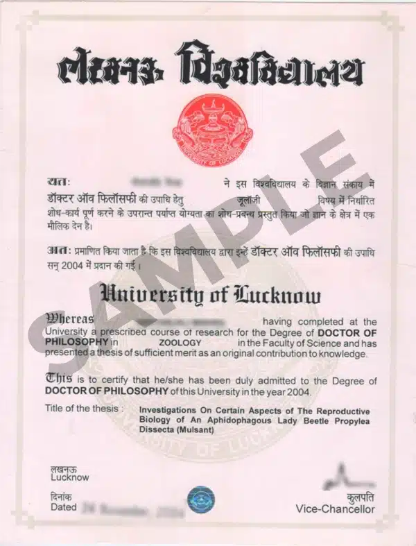 Lucknow university certificate